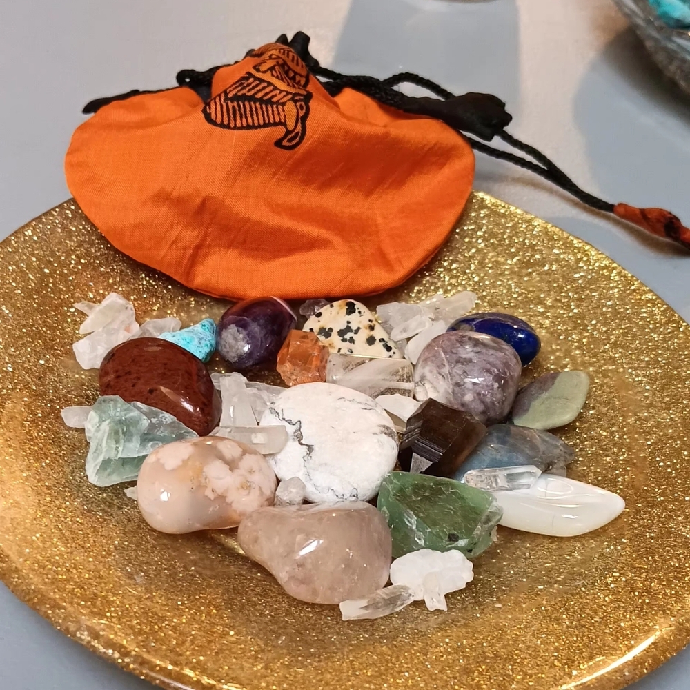 12 Assorted  Crystals with Pouch